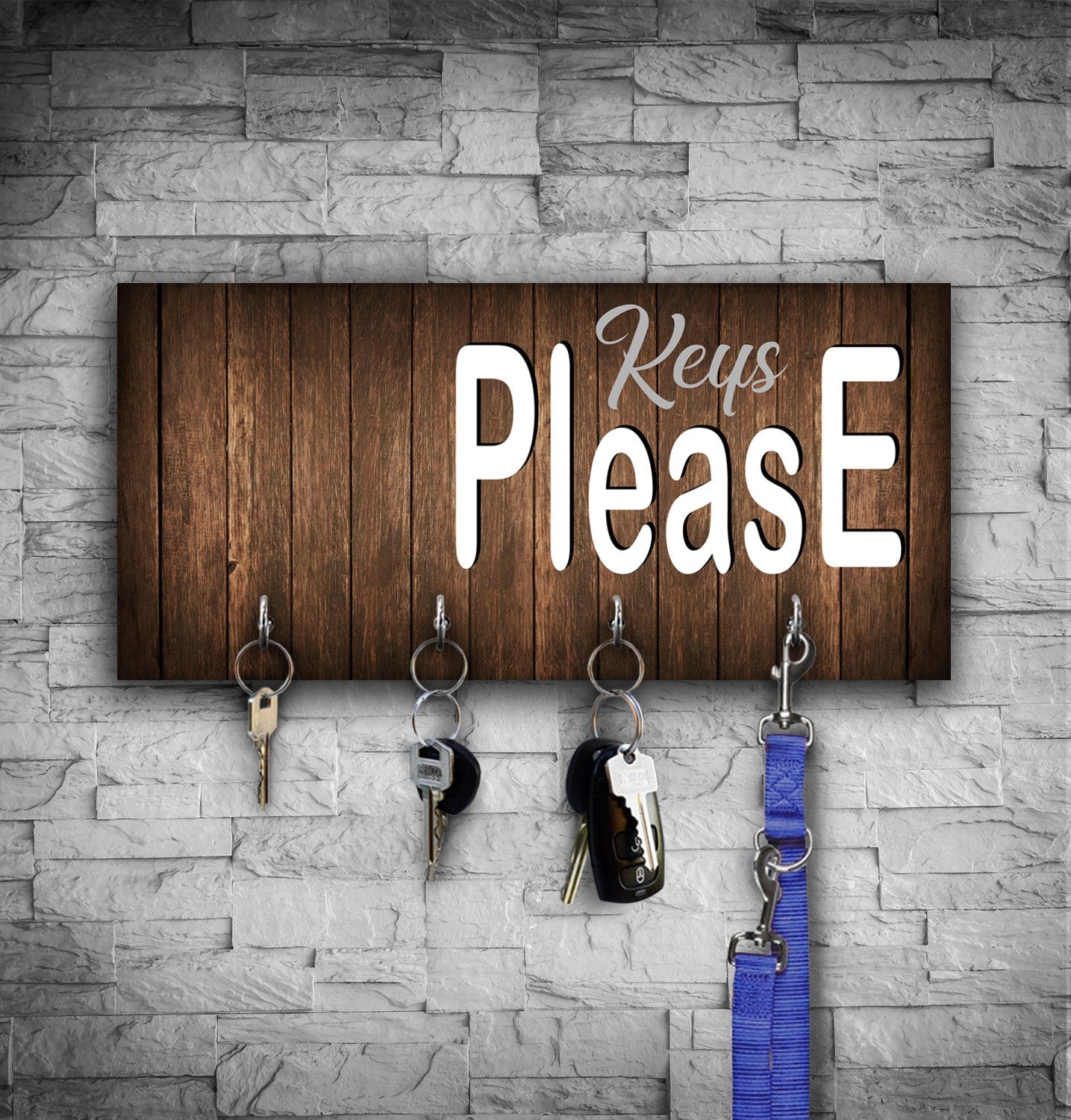 Wood Key Holder with Hooks: Wall Mounted Key Organizer