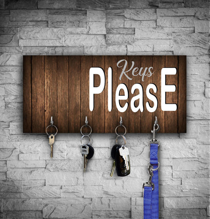 Wood Key Holder with Hooks: Wall Mounted Key Organizer