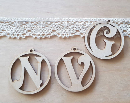 Personalized Wood Initial Gift Tag: Rustic Christmas Stocking Ornament