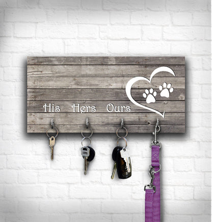 Personalized Wooden Key Rack with Hooks: Dog Leash Holder