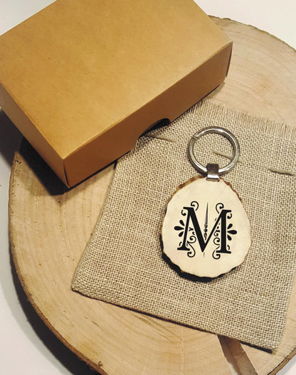 Personalized Deer Horn Keychain: Engraved Initial Monogram Gift