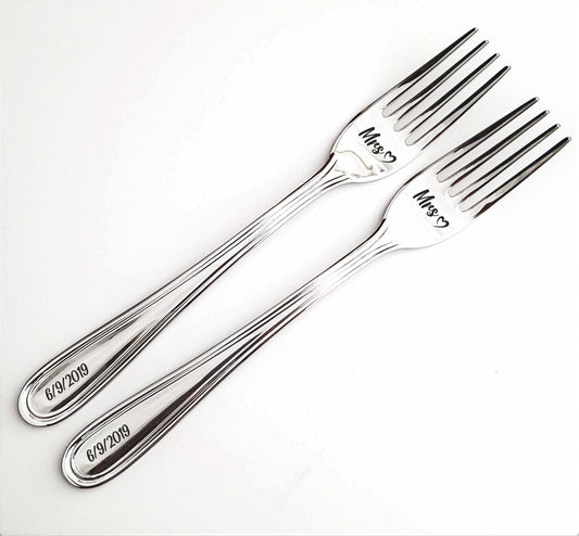 Lesbian gay gift for wedding anniversary, Same sex couples keepsake, LGBT table decorations, engraved silver dinner forks World's best wife