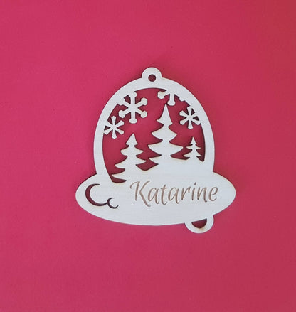 Personalized Wooden Christmas Ornament: Laser Cut Xmas Decor