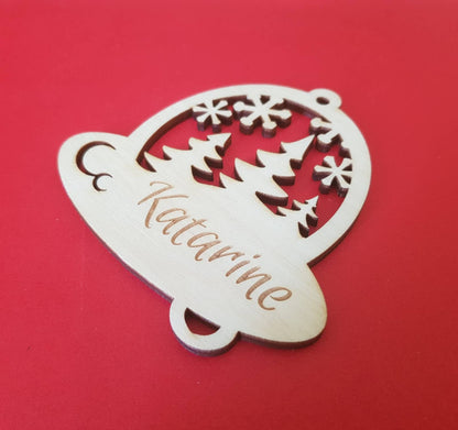 Personalized Wooden Christmas Ornament: Laser Cut Xmas Decor