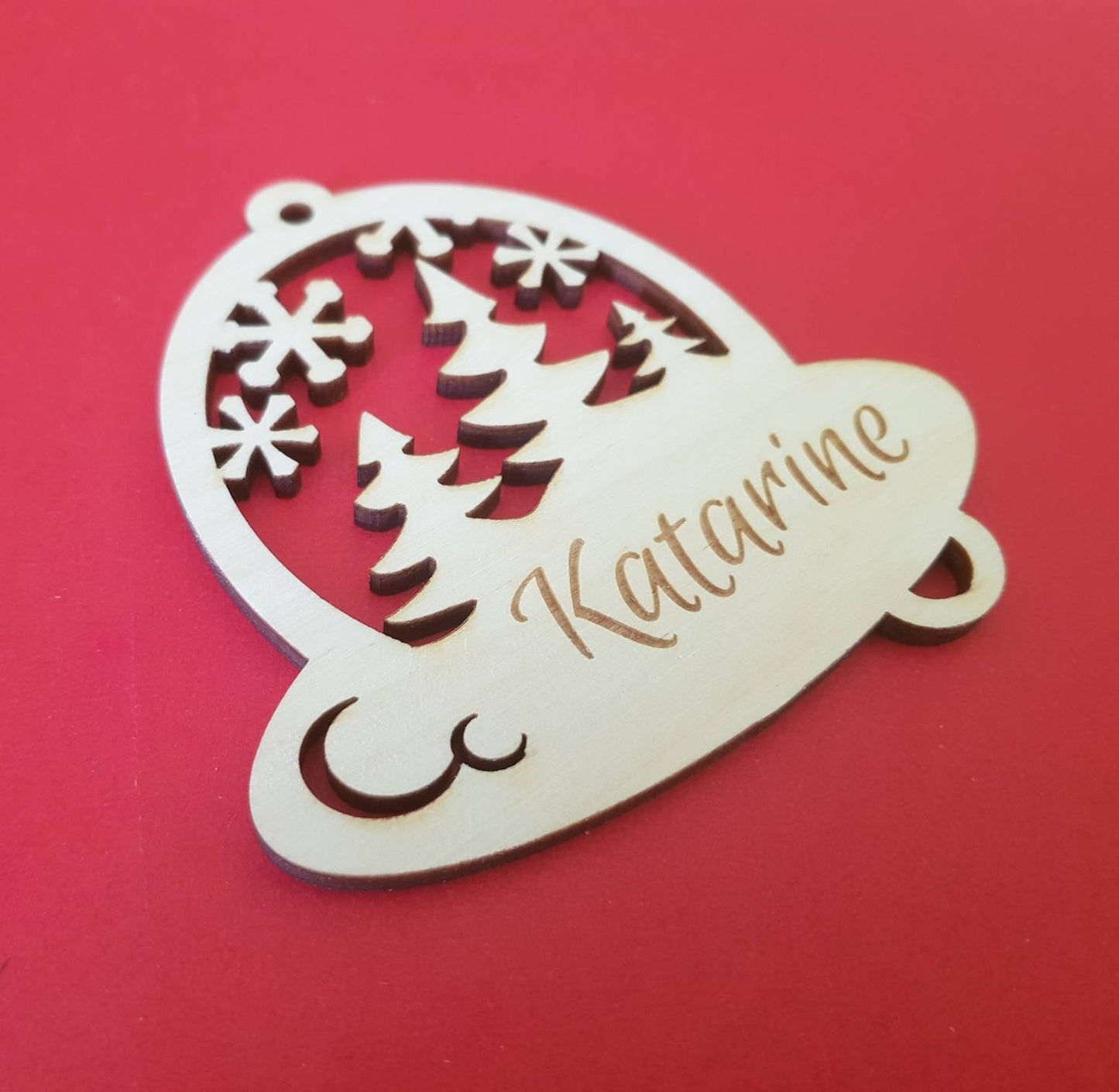 Personalized Wooden Christmas Ornament: Laser Cut Xmas Decor