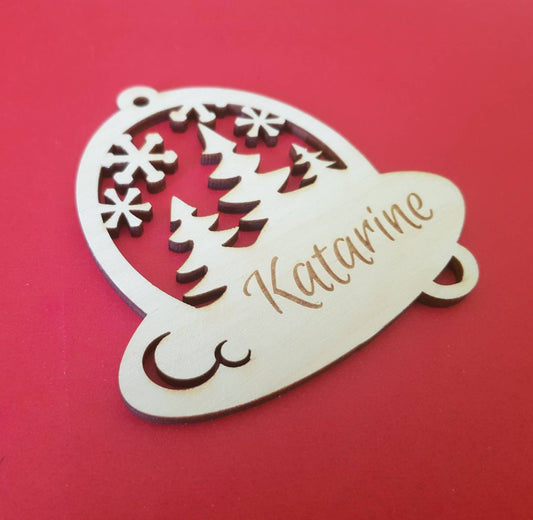 Personalized Wooden Christmas Ornament: Laser Cut Xmas Decor