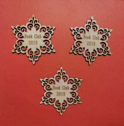Personalized Wooden Snowflake Ornament: Laser Cut Christmas Bauble