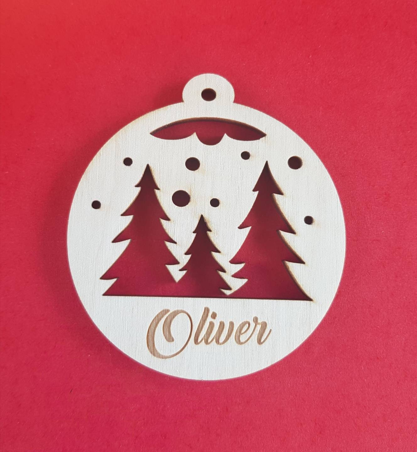Personalized Wooden Christmas Ornament: Laser Cut Family Bauble