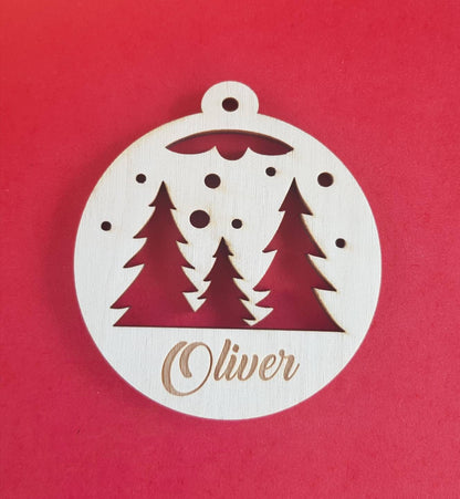 Personalized Wooden Christmas Ornament: Laser Cut Family Bauble