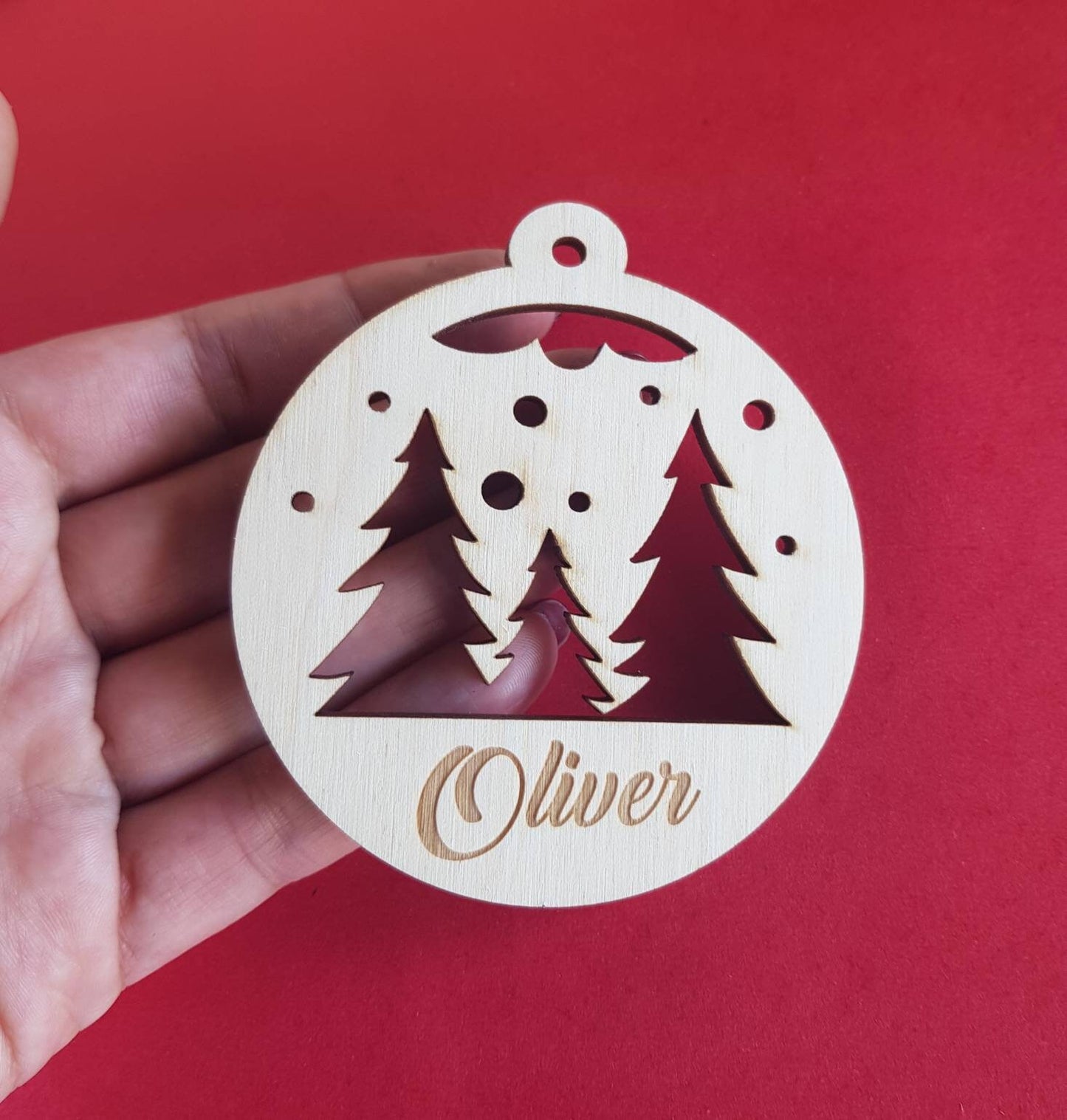 Personalized Wooden Christmas Ornament: Laser Cut Family Bauble