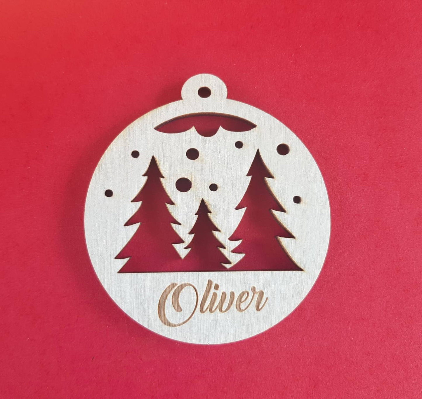 Personalized Wooden Christmas Ornament: Laser Cut Family Bauble