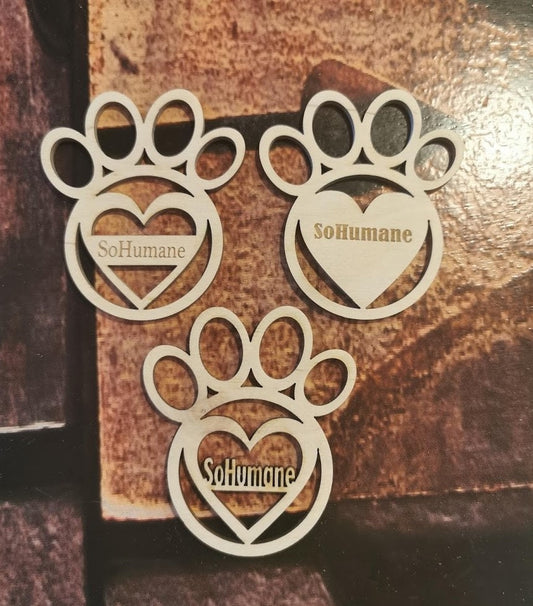 Custom logo ornament Christmas business gift tag Wooden corporate decoration Customized brand design Laser cut paw print, Pet Xmas bauble