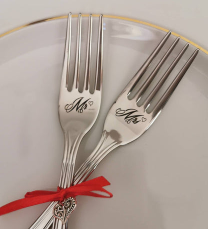 Mr & Mrs Wedding Forks: Personalized Silver Keepsake