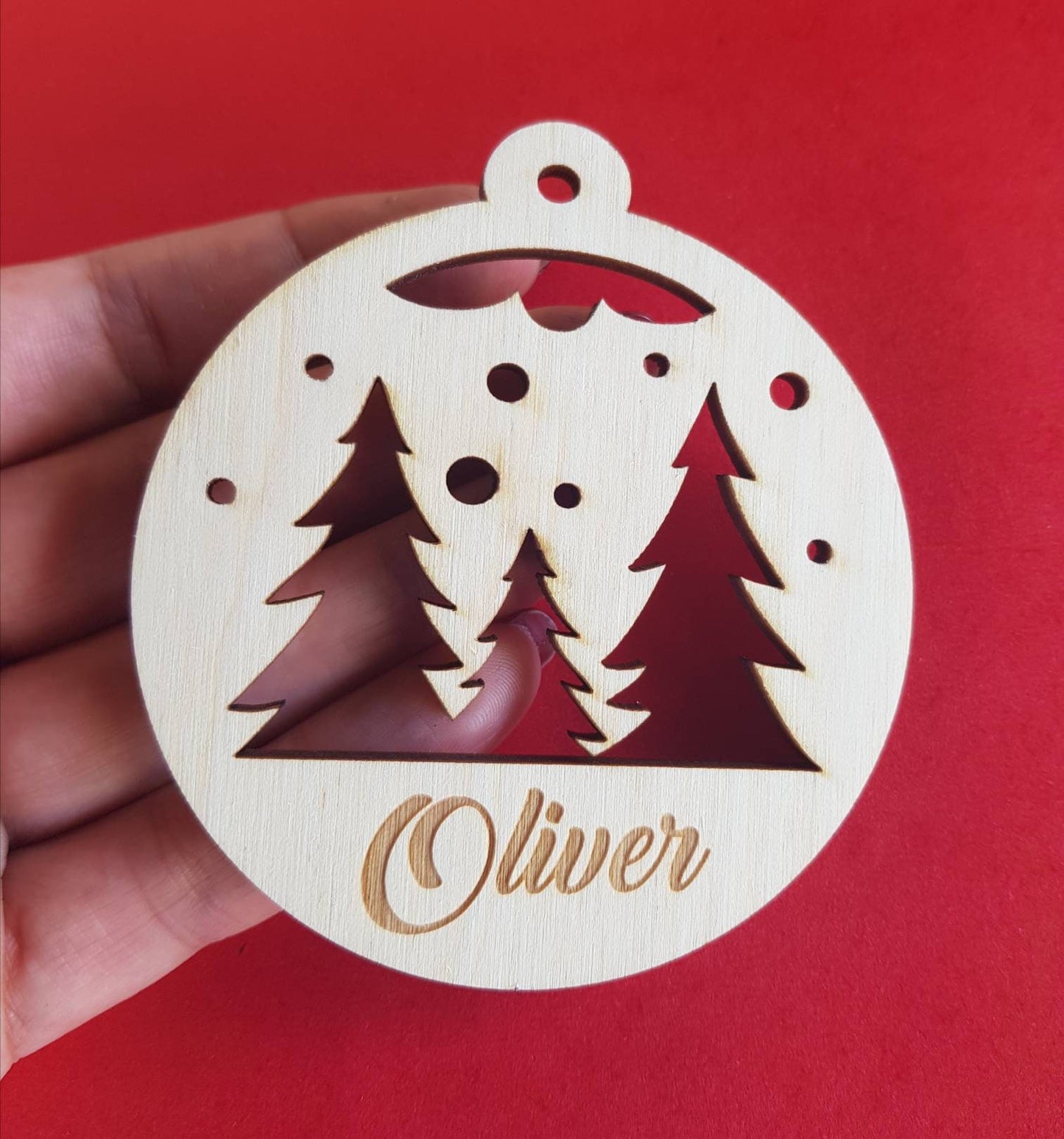 Personalized Wooden Christmas Ornament: Laser Cut Family Bauble