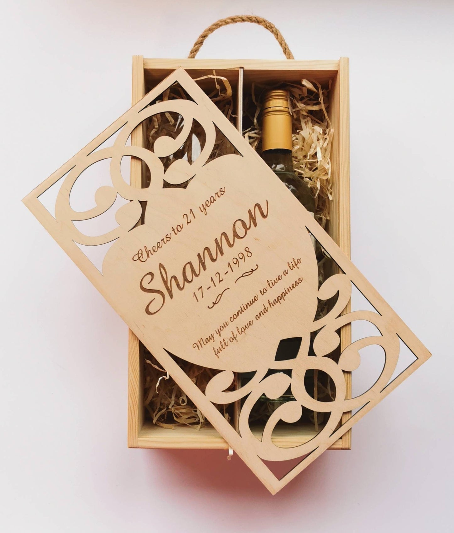 Personalized wedding wine box for 2 bottles, laser cut wooden wine holder with engraved text. CUSTOM ORDER. Phone number required.