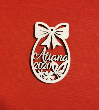 Personalized Easter Egg Name Tag: Laser Cut Birch Plywood Basket Label