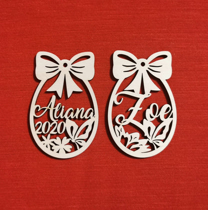 Personalized Easter Egg Name Tag: Laser Cut Birch Plywood Basket Label