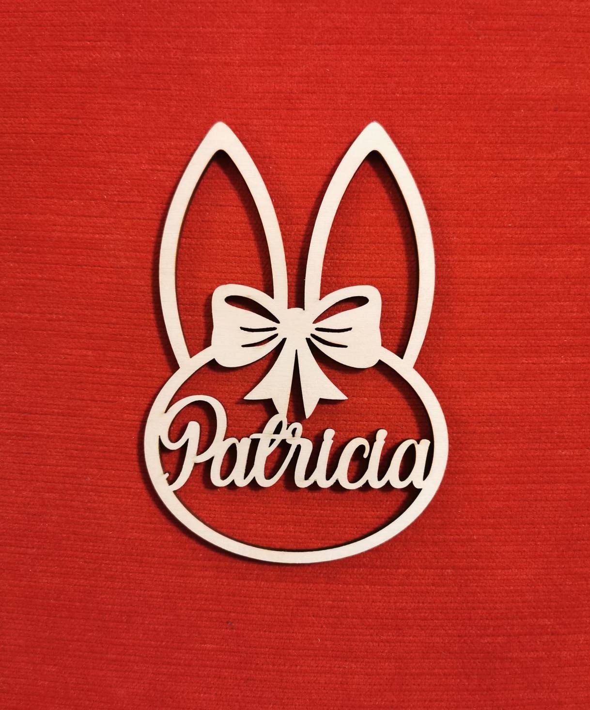 Personalized Wooden Easter Basket Tag: Laser Cut Bunny Name Ornament