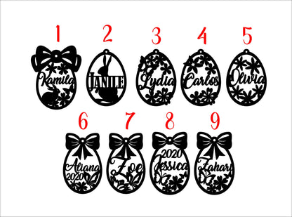 Personalized Easter Egg Tag: Birch Plywood Basket Ornament