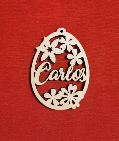 Personalized Easter Egg Tag: Birch Plywood Basket Ornament