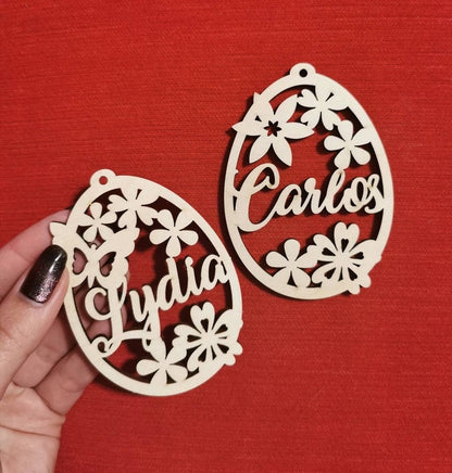 Personalized Easter Egg Tag: Birch Plywood Basket Ornament