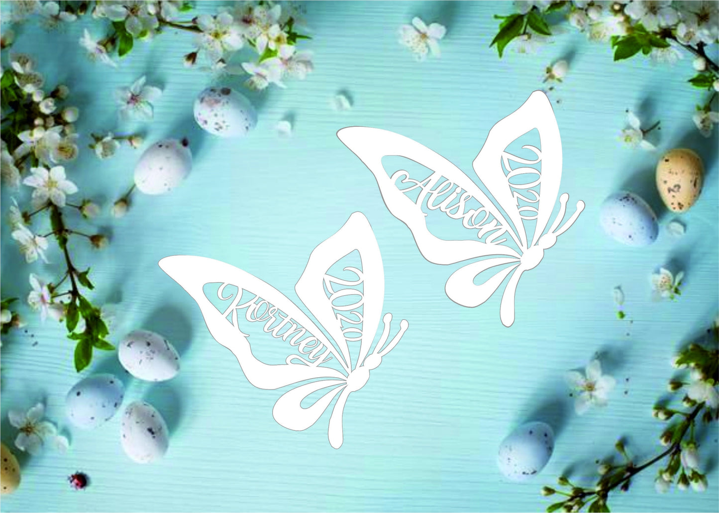 Personalized Butterfly Ornament: Laser Cut Easter Basket Tag