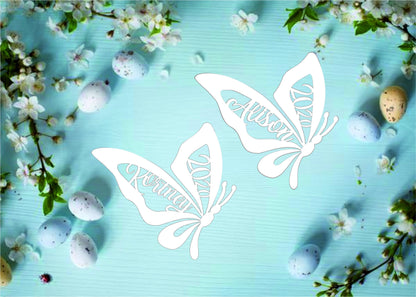 Personalized Butterfly Ornament: Laser Cut Easter Basket Tag