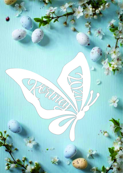 Personalized Butterfly Ornament: Laser Cut Easter Basket Tag