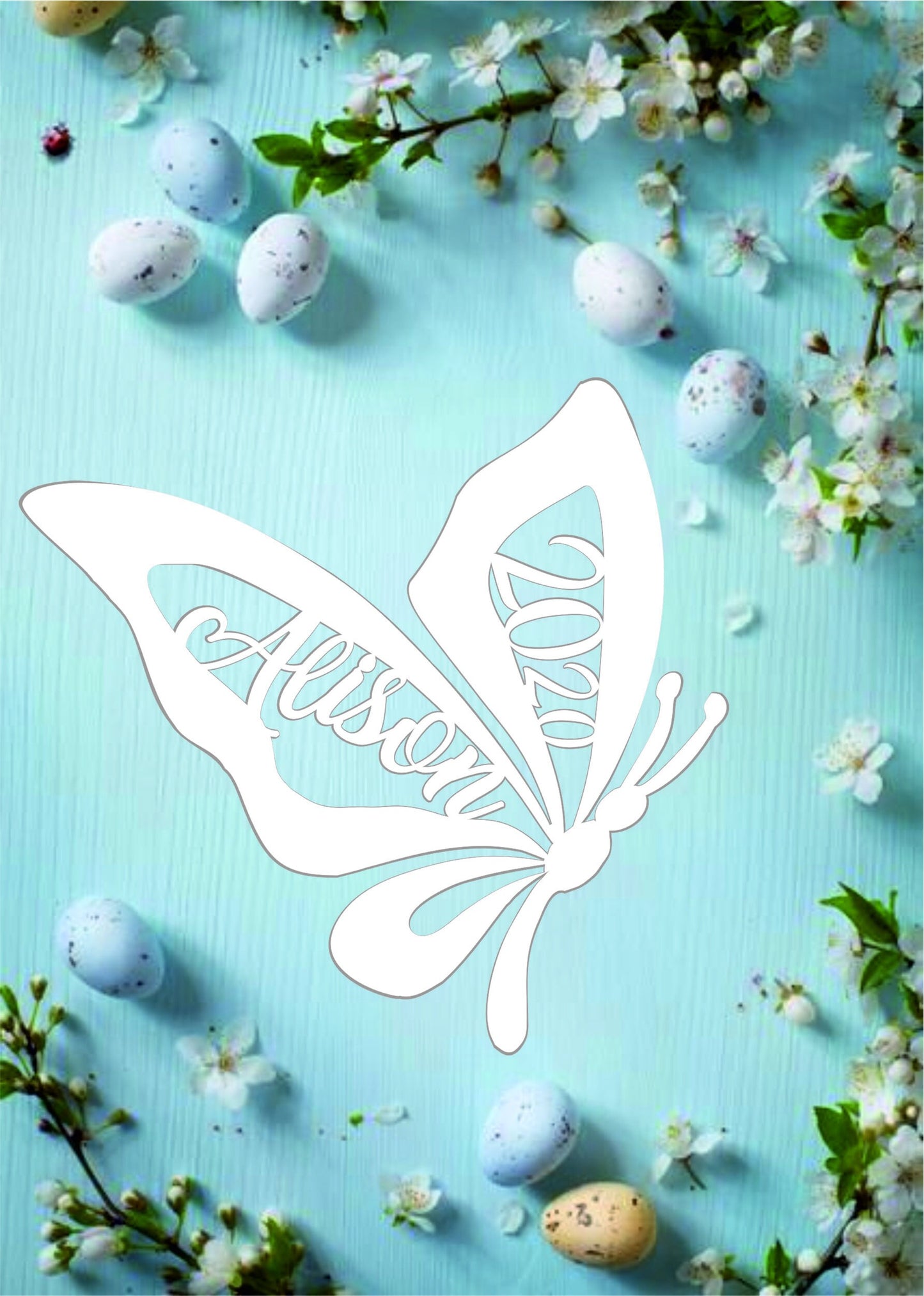 Personalized Butterfly Ornament: Laser Cut Easter Basket Tag