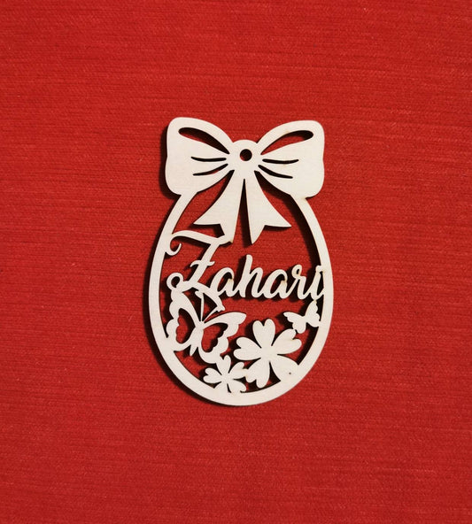 Personalized Easter Egg Tag: Birch Plywood Basket Ornament