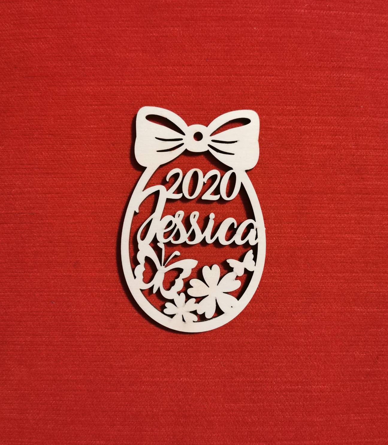 Personalized Easter Egg Tag: Birch Plywood Basket Ornament