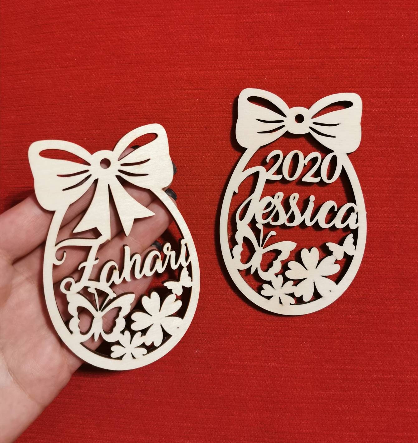 Personalized Easter Egg Tag: Birch Plywood Basket Ornament