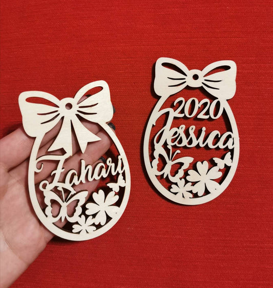 Personalized Easter Egg Tag: Birch Plywood Basket Ornament