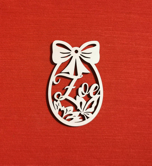 Personalized Easter Egg Name Tag: Laser Cut Birch Plywood Basket Label