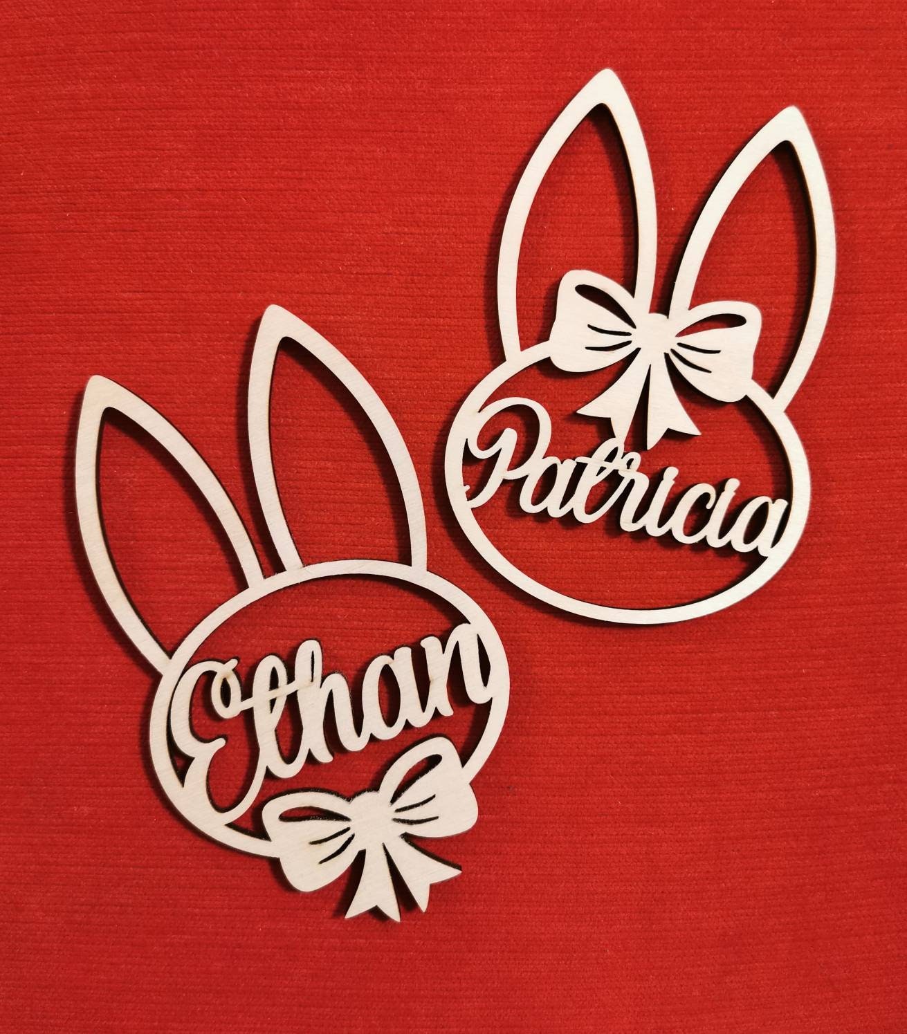 Personalized Wooden Easter Basket Tag: Laser Cut Bunny Name Ornament