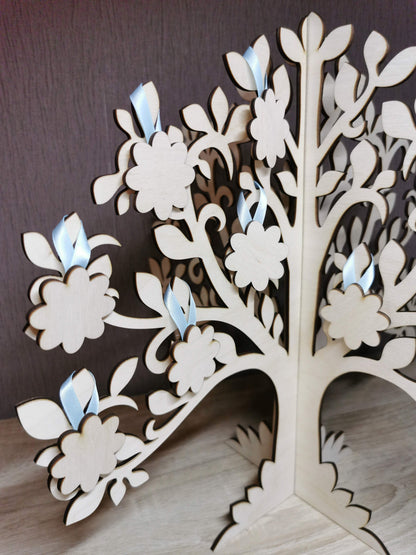 Personalized Wooden Wedding Guest Book Tree: Rustic Wishes Cards