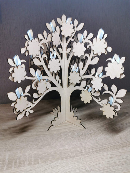 Personalized Wooden Wedding Guest Book Tree: Rustic Wishes Cards