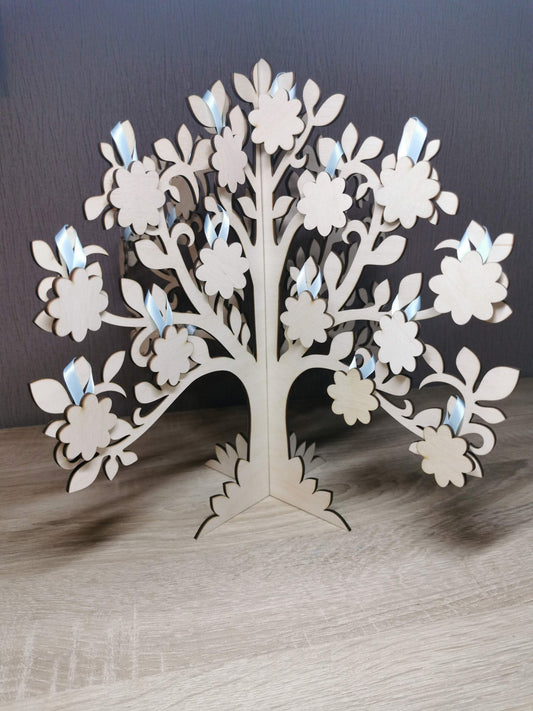 Personalized Wooden Wedding Guest Book Tree: Rustic Wishes Cards