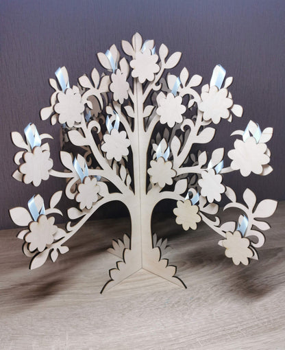 Personalized Wooden Wedding Guest Book Tree: Rustic Wishes Cards