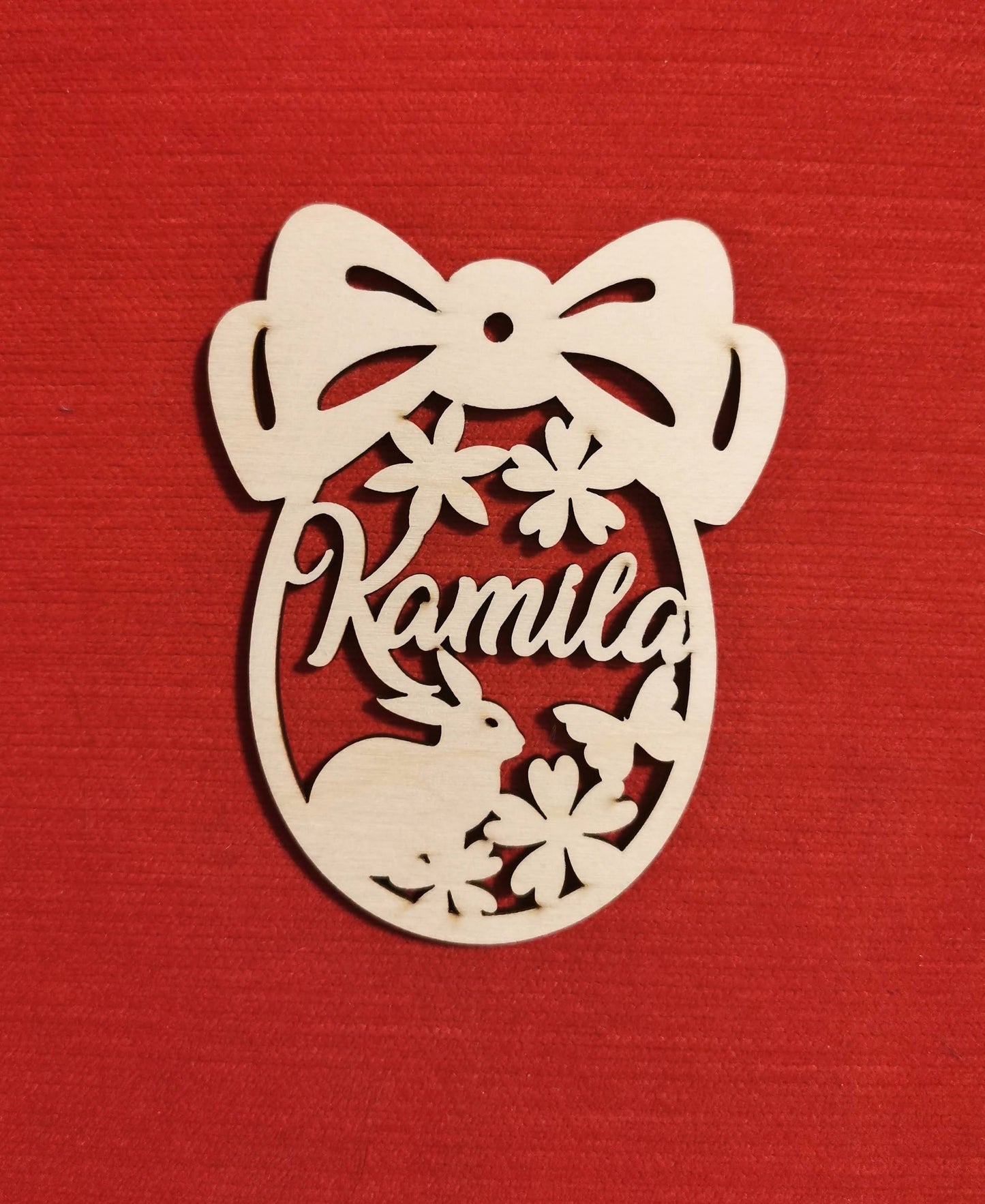 Personalized Easter Egg Tag: Birch Plywood Basket Ornament