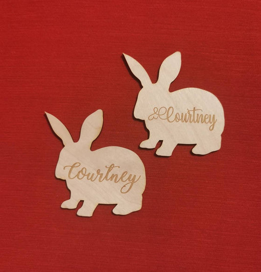 Personalized Easter Bunny Tag: Laser Cut Wood Basket Label