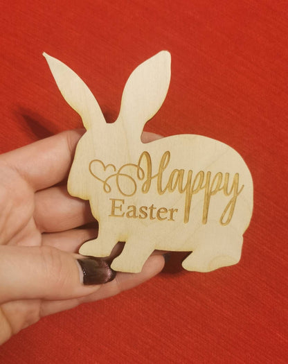 Personalized Easter Bunny Tag: Laser Cut Wood Basket Label