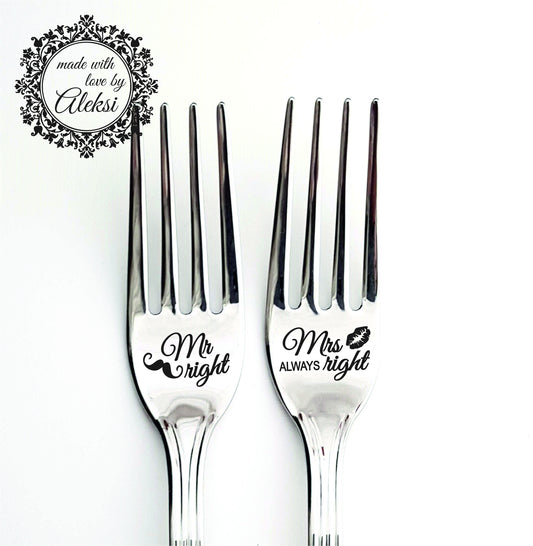 Valentines day engagement aniversary gift for couple, funny engraved forks, I forking love You cutlery, birthday gift for her him wife
