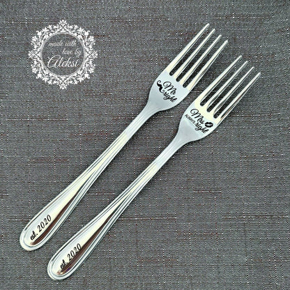 Personalized Wedding Forks: Engraved Stainless Steel Newlywed Gift