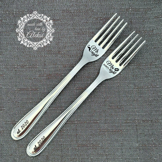Personalized Wedding Forks: Engraved Stainless Steel Newlywed Gift
