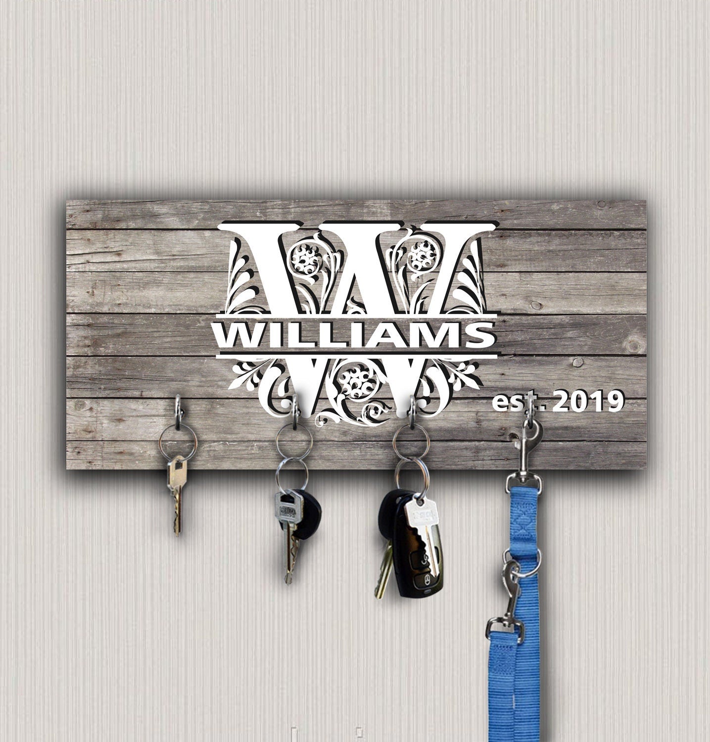 Personalized Key Holder with Hooks: Monogrammed Wall Decor