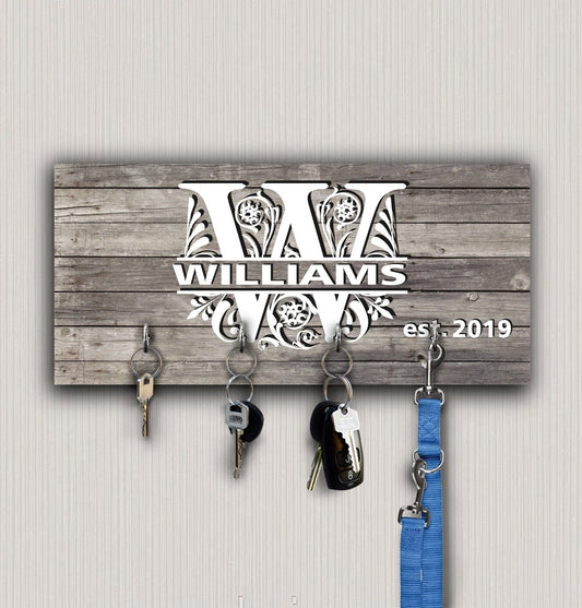 Personalized Key Holder with Hooks: Monogrammed Wall Decor