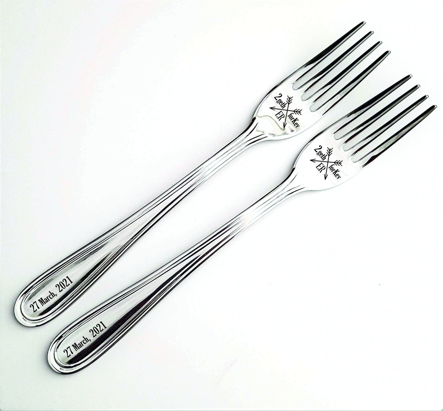 Engagement Anniversary Gift for Couple, Engraved Forks Dining Set, Personalized Kitchen  Silver Metal Present, Keepsake for Wife Husband