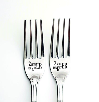 Personalized Cake Forks Wedding Keepsake for Bride and Groom Silver Engraved Dining Set for Couple Anniversary Present Together forever