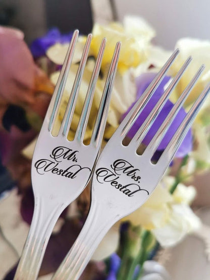 Personalized Wedding Forks: Engraved Stainless Steel Keepsake Set
